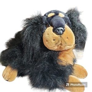 DanDee plush puppy dog with long hair golden paws and snout polyester materails